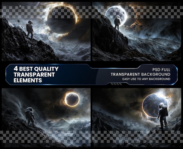 The final eclipse 3D illustration of science fiction on transparent background