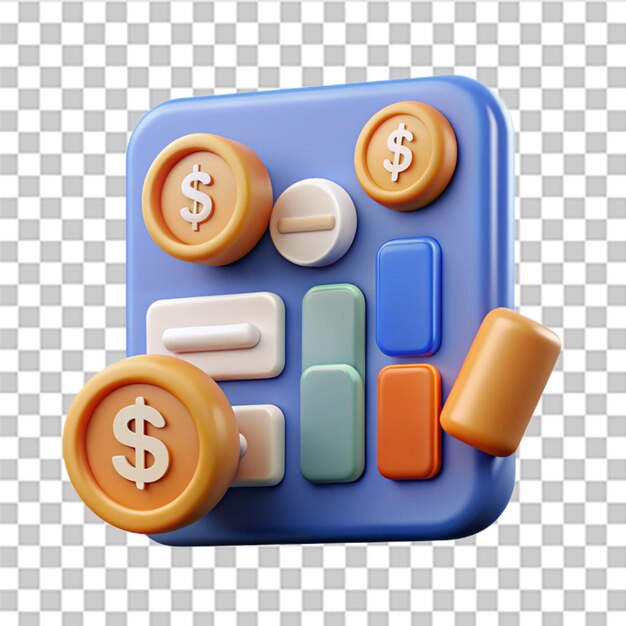 PSD finance calculator 3d icon illustration