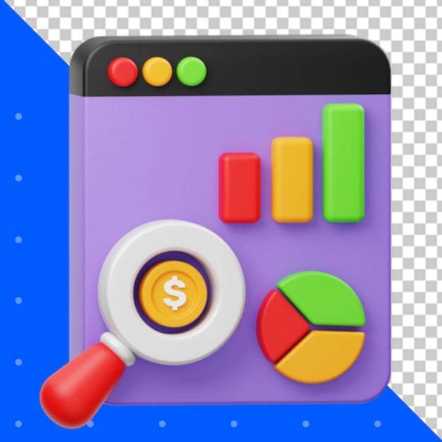 Finance and currency 3d icon on transparent background PNG