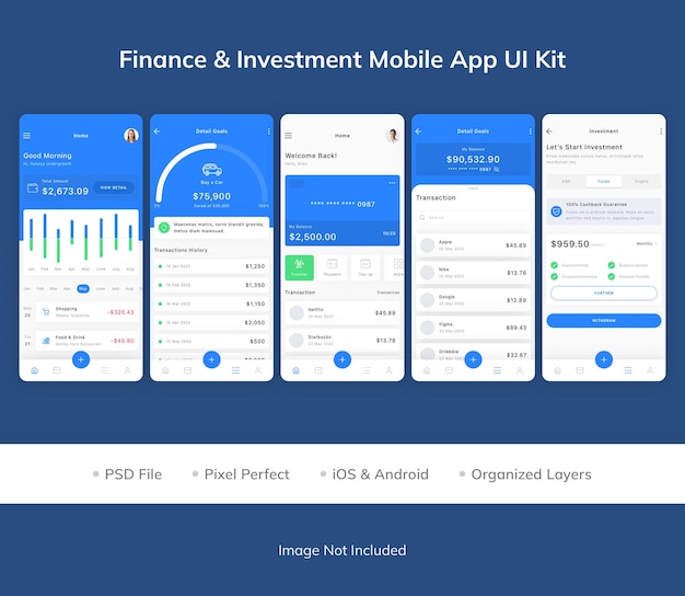 Finance and Investment Mobile App UI Kit