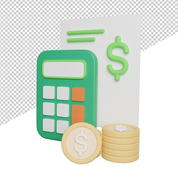 Financial Accounting Balance side view 3d rendering icon illustration on trasnparent background