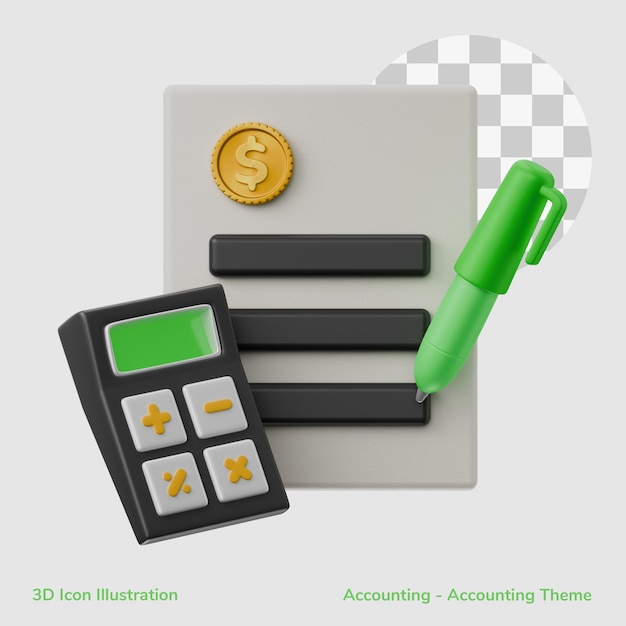 Financial accounting document report isolated 3d icon illustration