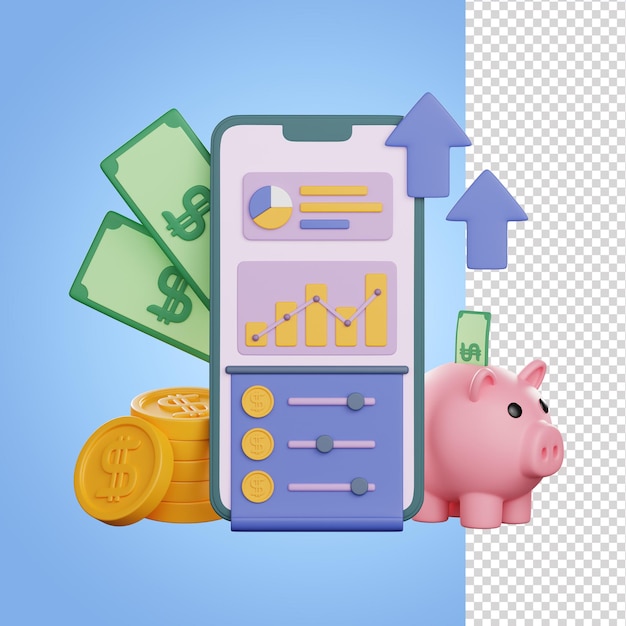 Financial app 3d illustration