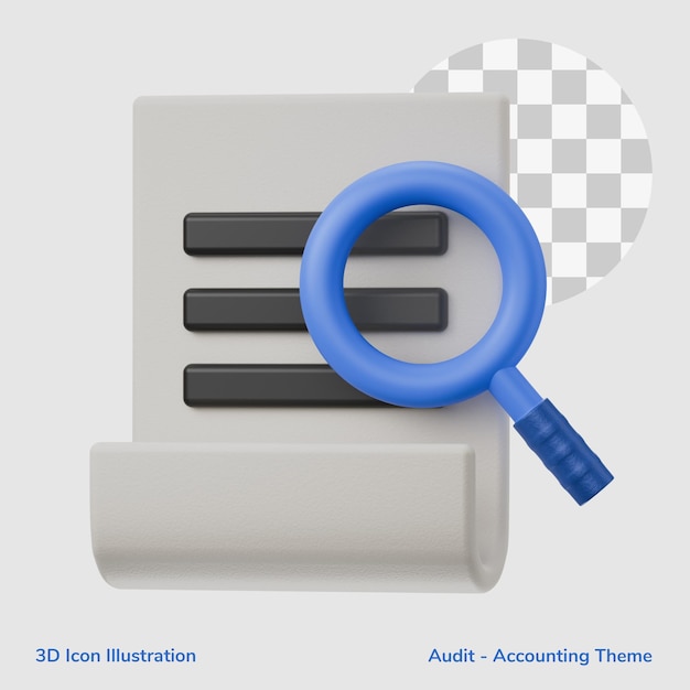 PSD financial audit analysis report finance accounting theme isolated 3d icon illustration isolated