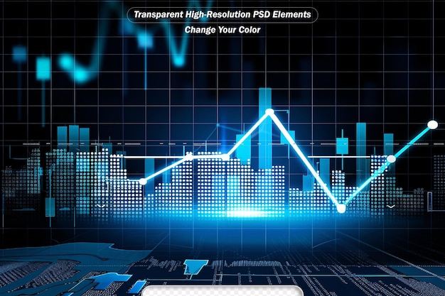 Financial chart and rising graph with lines and numbers