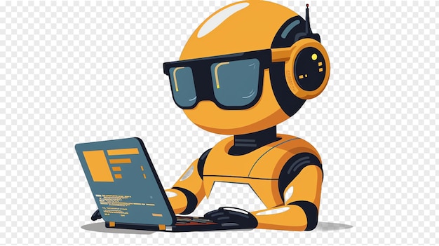 PSD financial chatbot developer illustration isolated on transparent background