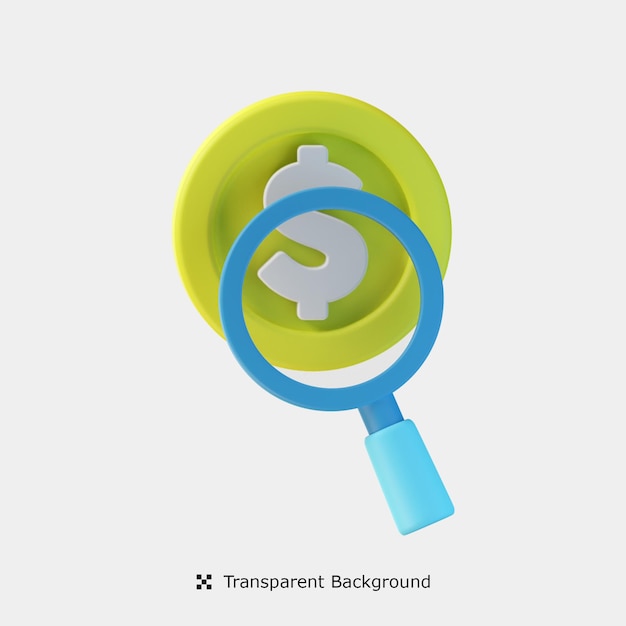 Financial research 3d Icon Illustration