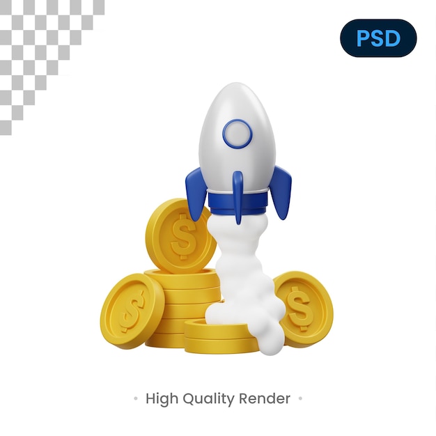 Financial Startup 3D Icon Premium Psd