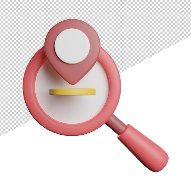 Find Location Search front view 3d rendering icon illustration on transparent background