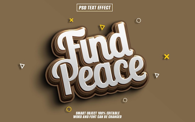 PSD find peace text effect font editable typography 3d text