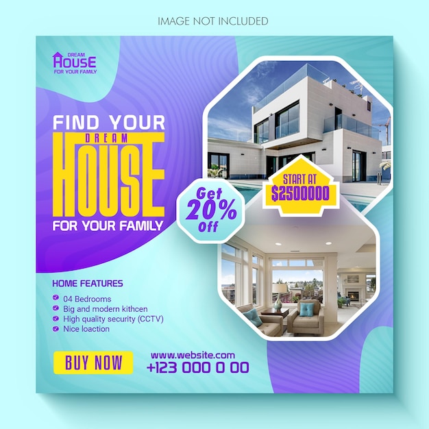 PSD find your dream house social media post design