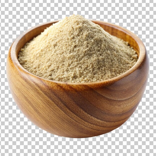 PSD finely ground white pepper in wood on transparent background