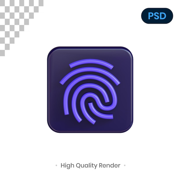 Finger Print 3D Render Illustration Premium Psd