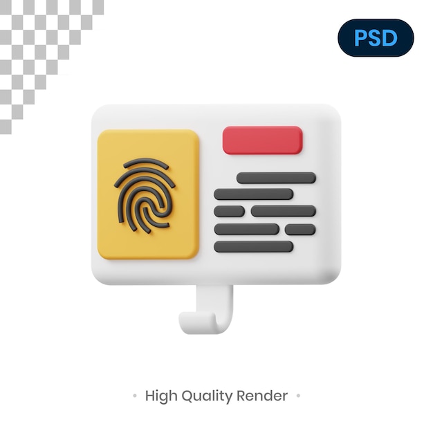 Fingerprint 3D Render Illustration Premium Psd