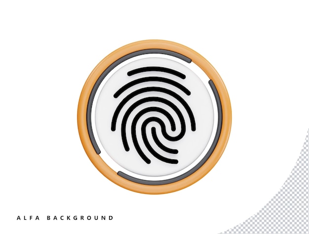 Fingerprint 3d vector icon cartoon minimal style