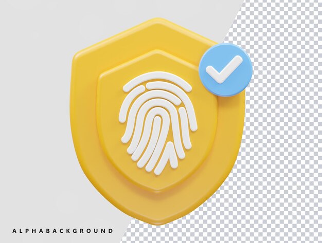 Fingerprint icon 3d rendering illustration