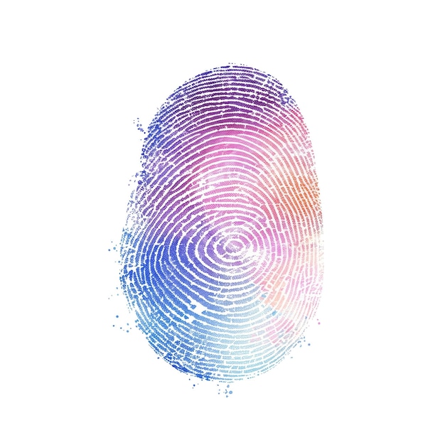 PSD fingerprint isolated on transparent background close up