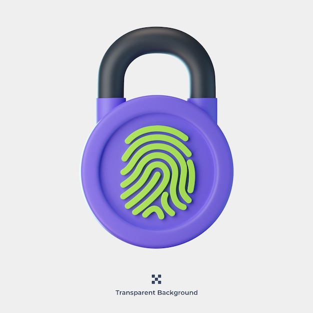 Fingerprint lock 3d icon illustration