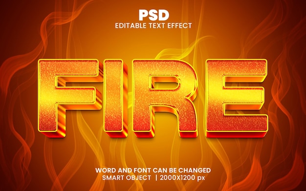 Fire 3d editable photoshop text effect style with background