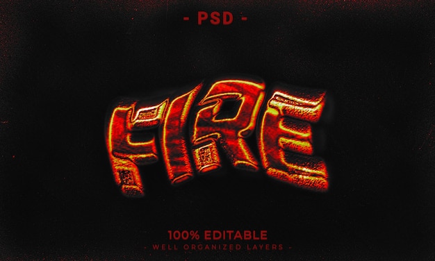 Fire 3d editable text effect style with background