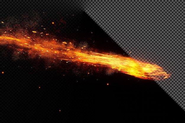 a fire burns in a dark background