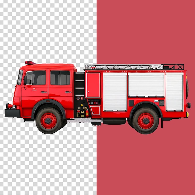 PSD fire engine isolated on transparent background