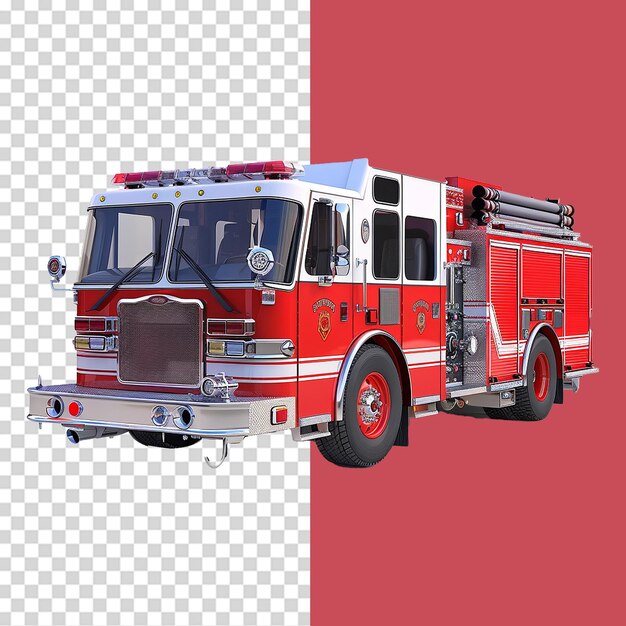 PSD fire engine isolated on transparent background