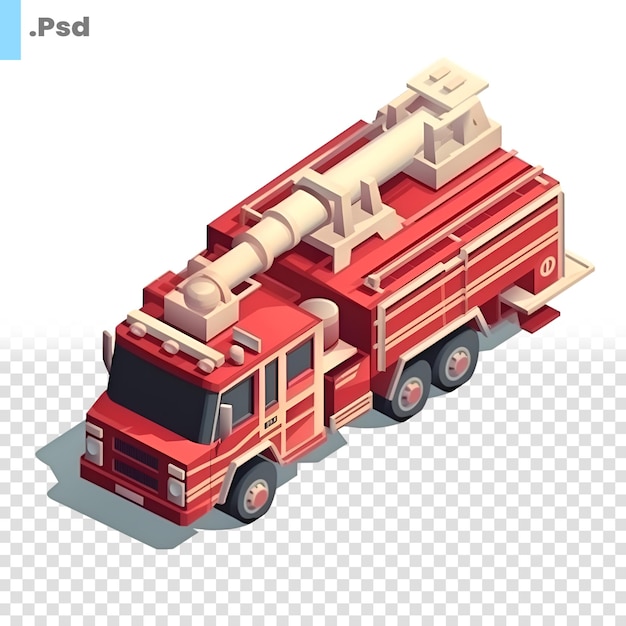 PSD fire engine isolated on white background 3d isometric vector illustration psd template