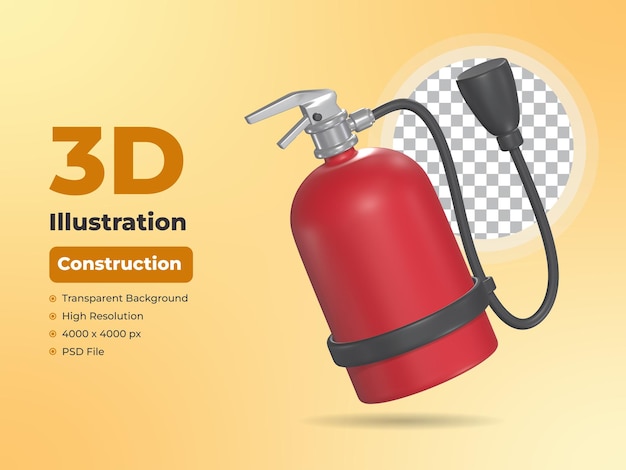 Fire Extinguisher 3D Construction icon with Transparent Background