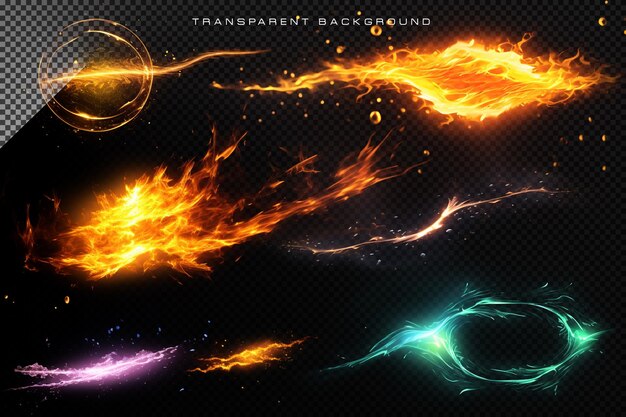 Fire flame Beam VFX Special Effect on Transparent background