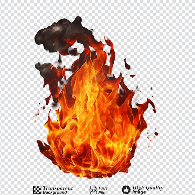 fire flames on black isolated on transparent background