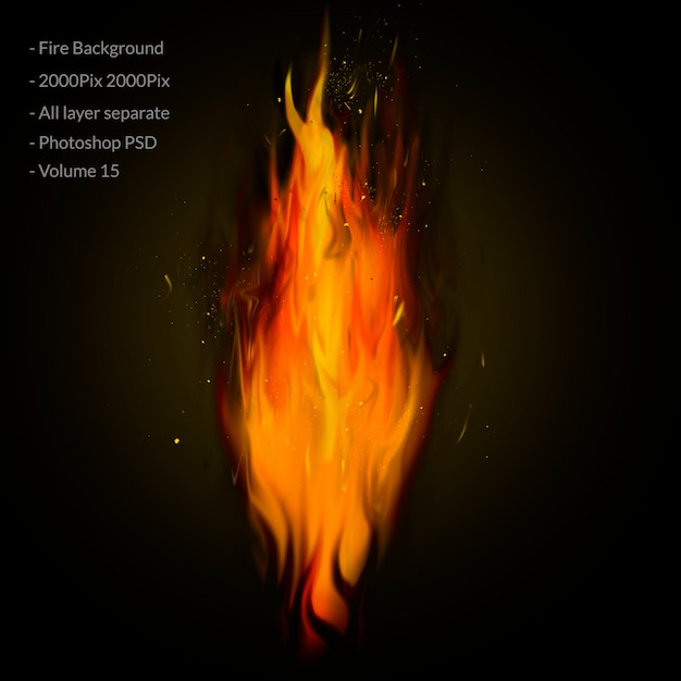 PSD fire flames on black