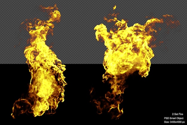 Fire flames isolated 3d render