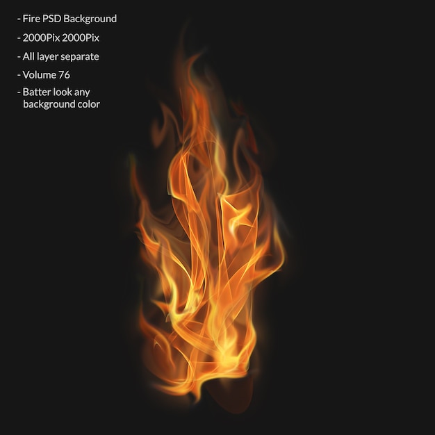 Fire flames isolated on transparent