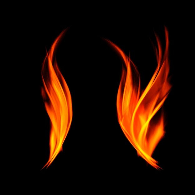 Fire flames isolated on transparent