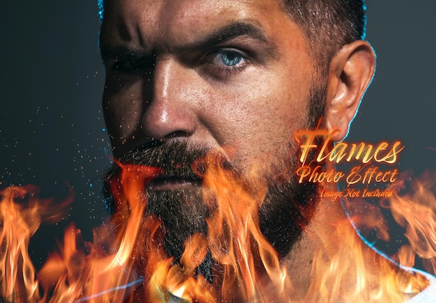 Fire and flames photo effect Mockup