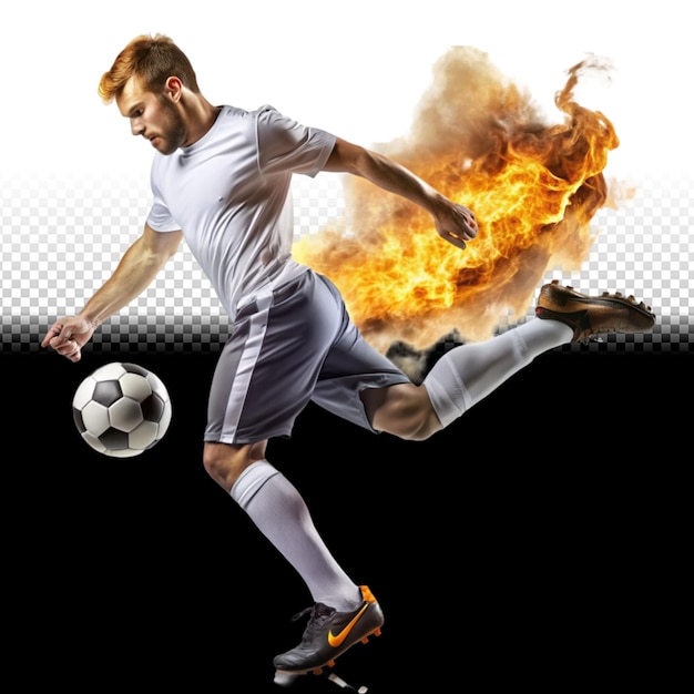 fire football hit by a handsome player