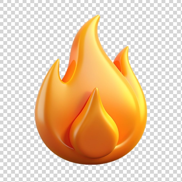 Fire icon 3d isolated on transparent background