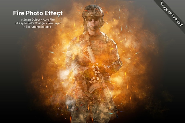 Fire photo effect template