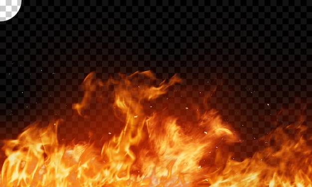 Fire and spark on transparent background