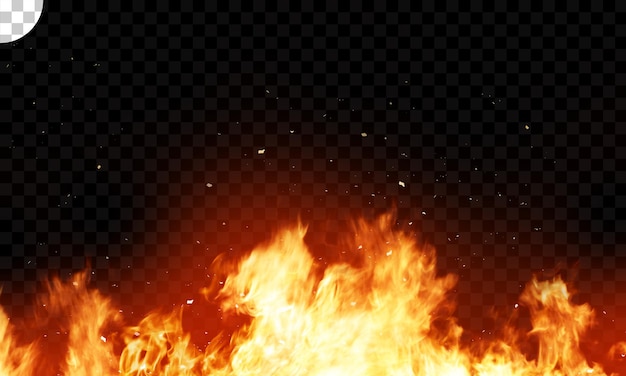 Fire and spark on transparent background