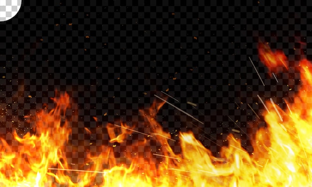 Fire and spark on transparent background