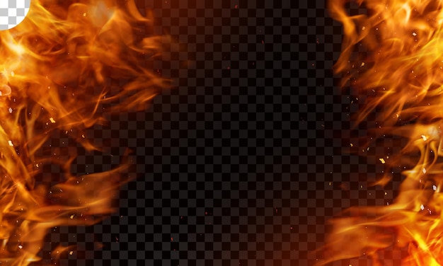 Fire and spark on transparent background