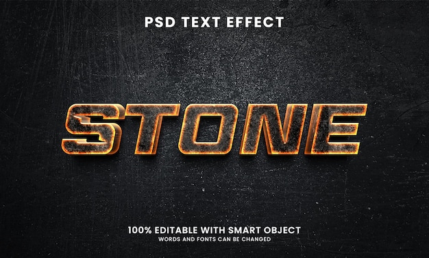 Fire stone 3d editable text effect