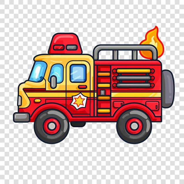 PSD fire truck toy illustration for kids back to school