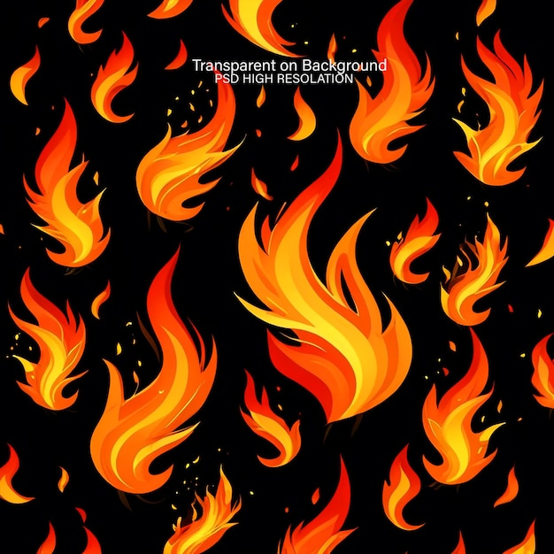 PSD a fire with the word fire on it on transparent background