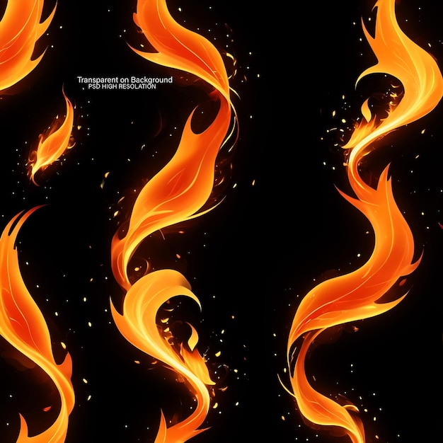 PSD a fire with the word fire on it on transparent background