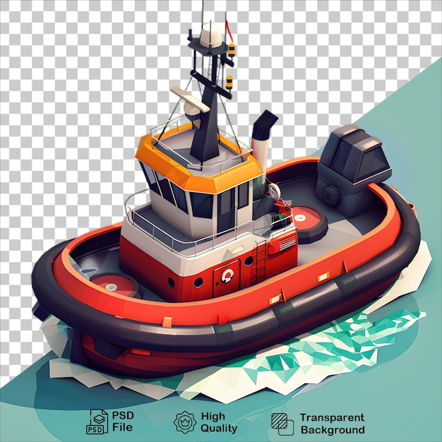 PSD fireboat illustration isolated on transparent background