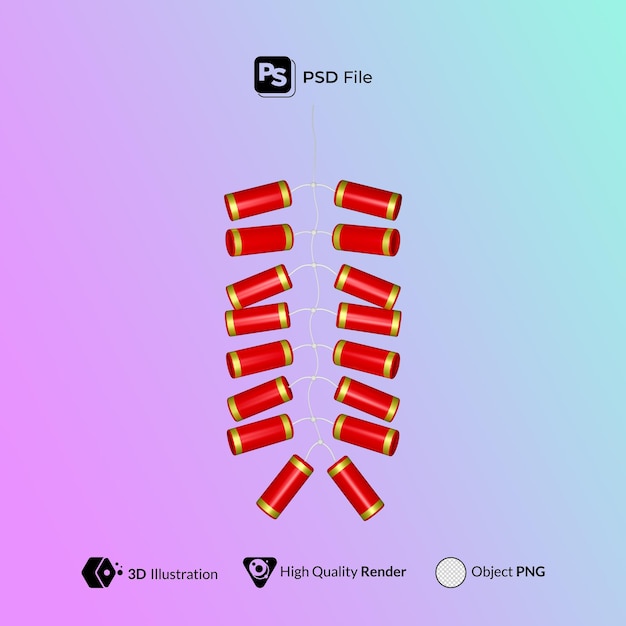 Firecrackers Chinese New Year 3D Illustration