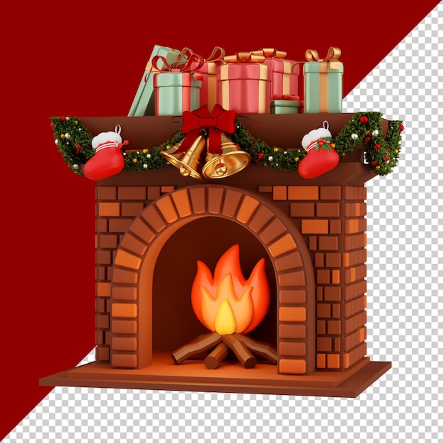 Fireplace isolated 3d render